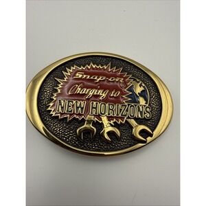 Vintage Snap On Tools Solid Brass Charging to New Horizons Belt Buckle SSX-1410